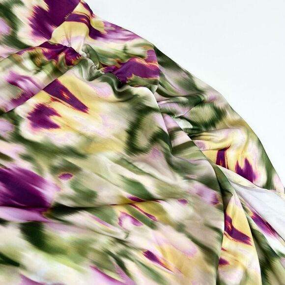 Cider Dress Womens 4XL Purple Green Dainty Ruched Side Slit Midi NWT Strappy - Picture 3 of 10